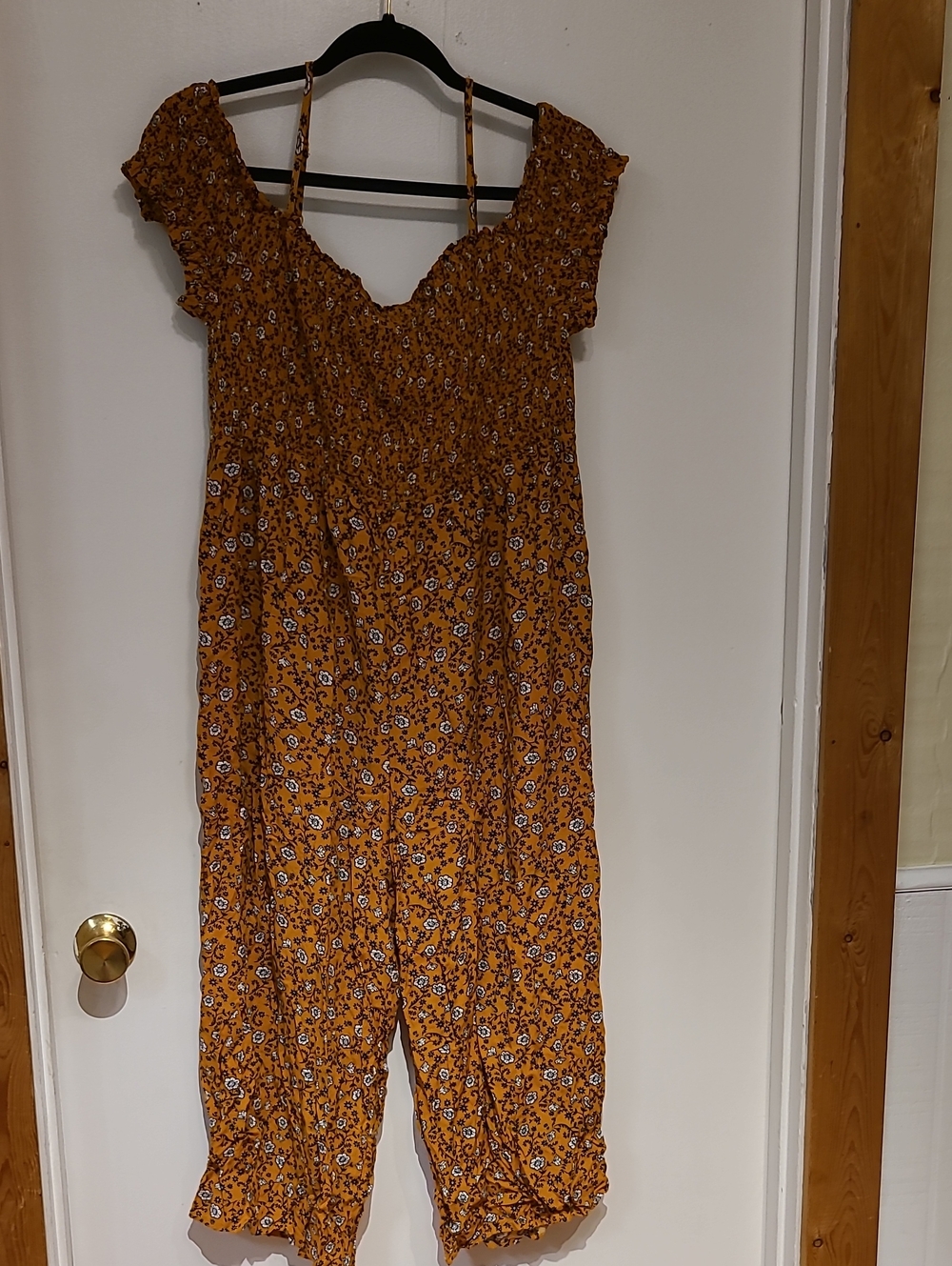 Magnolia Mustard Floral Smocked Wide-Leg Jumpsuit